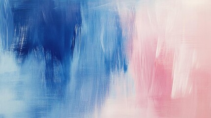 A tranquil abstract painting featuring soft hues of blue and pink, creating a serene and calming atmosphere for any space.