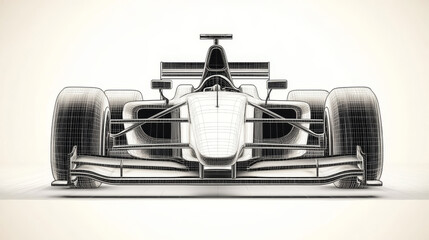 Front view outline of a Formula Race Car, engineering background.