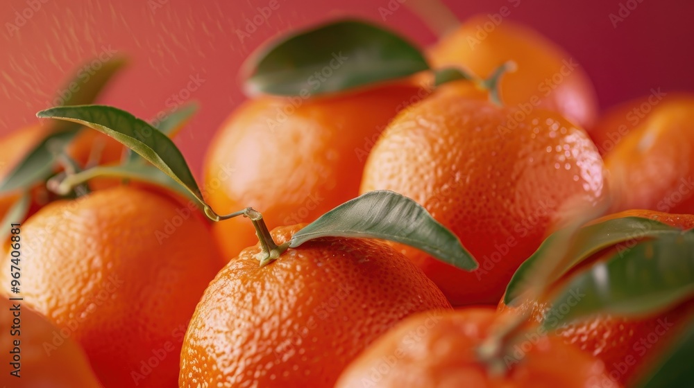 Poster close up of tangerines with tangerine background