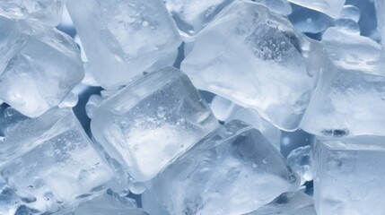 Crystal clear ice cubes as background, top view. Neural network ai generated art