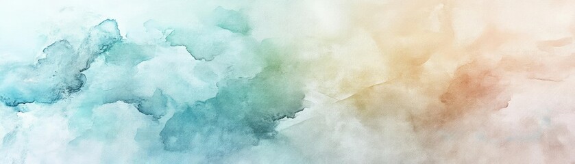 A soft watercolor background blending serene tones of blue, green, and orange, perfect for calming designs or artistic projects.
