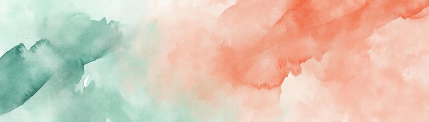 Fototapeta premium A vibrant watercolor blend of soft green and coral hues, perfect for artistic backgrounds or creative design projects.