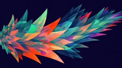 A vibrant abstract composition featuring colorful, layered shapes creating a dynamic visual flow.