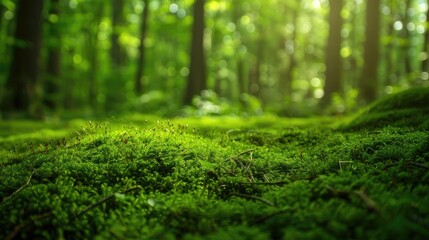 Obraz premium Close up photo of forest floor moss