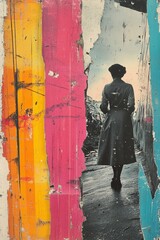 Obraz premium Paper vintage collage, poster for decor, AI generated