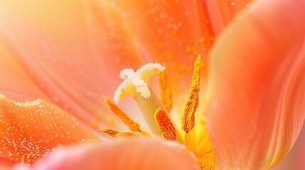 Fototapeta premium Close up shot of pollen on an orange tulip