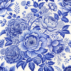 Elegant Blue Floral Pattern Design for Wallpapers and Textile Prints