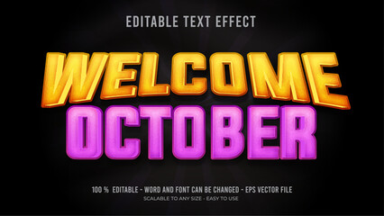  welcome october editable text effect