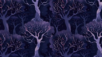 Mystic forest pattern wallpaper