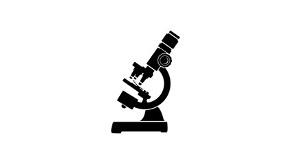 Microscope emblem, black isolated silhouette