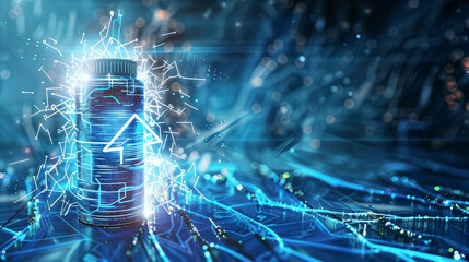 Battery cyber person with a computer