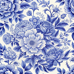 Elegant Blue Floral Pattern Design for Wallpapers and Textile Prints