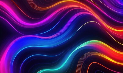 Line art illustration featuring vibrant rounded neon multicolored lines suitable for animated backgrounds