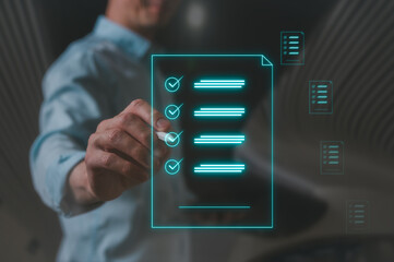 Devops digital tech data Businessman working modern Document Management System (DMS),Virtual online documentation database and process automation to efficiently manage files