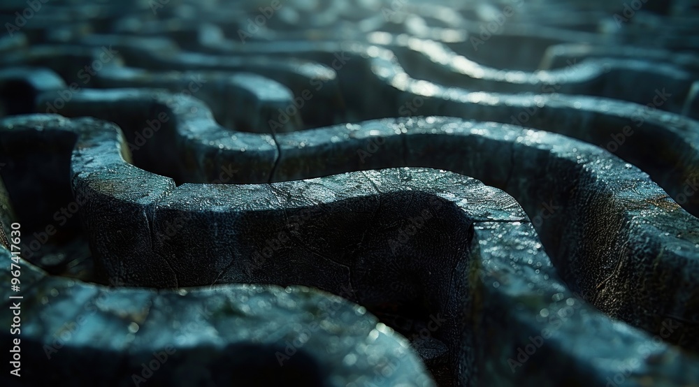 Poster abstract stone maze pattern.