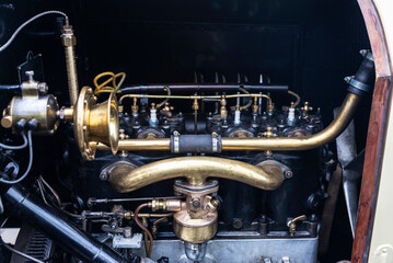 Engine of an old retro car of 1920s