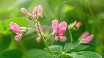 Obraz premium Close view of Desmodium scorpiurus samoan clover blooms