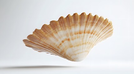 Obraz premium 2. **A 3D render of a juicy scallop falling, its smooth, seared surface set against a clean white backdrop