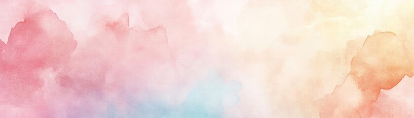 Obraz premium A soft, dreamy watercolor background featuring pastel hues of pink, blue, and peach for artistic designs and creative projects.