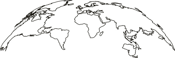 World map outline in high detailed resolution.