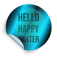 Winter blue Holographic sticker template design isolated transparent background. Style metallic effect sticker tag. Vector illustration for scrapbook design print. EPS 10