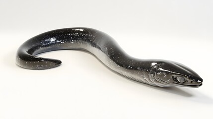 Obraz premium 12. **A 3D render of a falling eel, its sleek, glistening body and fine details highlighted against a clean white background