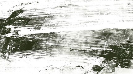 Obraz premium Abstract monochrome artwork with textured brush strokes in shades of white and green.