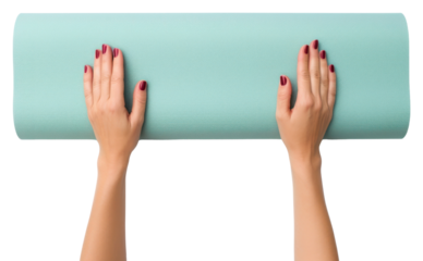 PNG Hand rolling her Yoga mat hand finger adult.