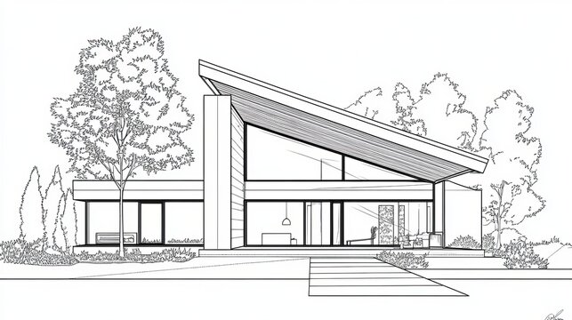 Simple House Drawing In Color