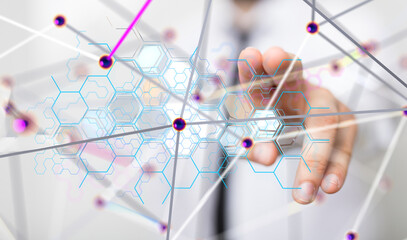 Connecting lines and dots.Big data visualization  - 3d