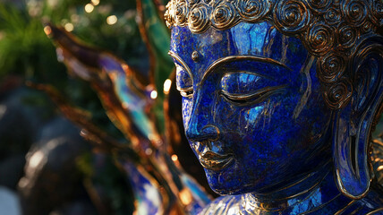 Obraz premium An ancient Buddha statue. Precious stones.