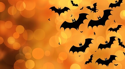A spooky Halloween Ghost Festival background with bats. The bats are flying around in the dark night sky. There might be a haunted house or a creepy cemetery in the background
