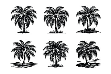 Summer trees silhouette design bundle set