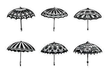 Obraz premium Umbrella silhouette design bundle set in vector style