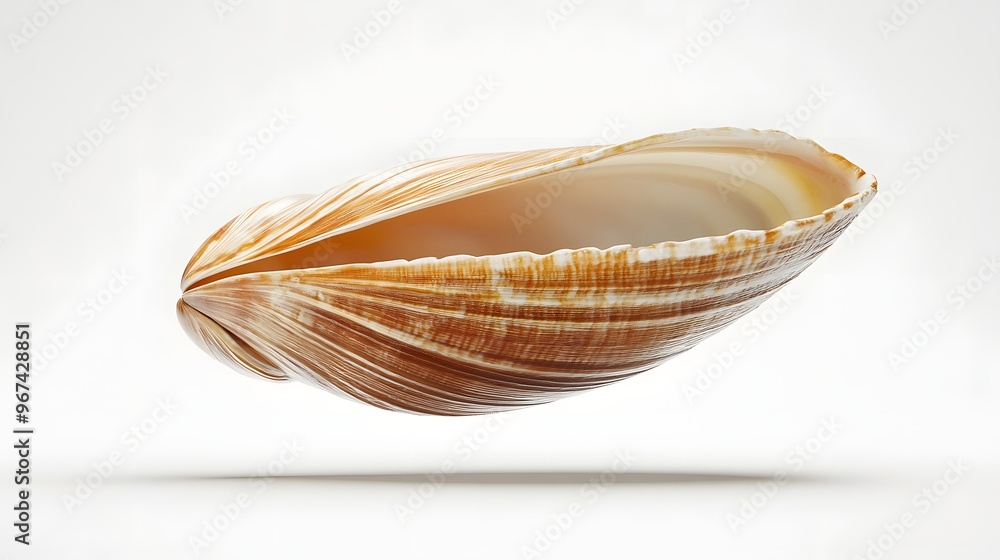 Aufkleber 47. **a 3d render of a falling fresh clam, with its smooth shell and inner meat visible against a cl