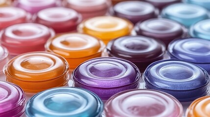 Colorful Lip Balm Pots in a Row
