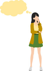 考え事をする女性のイラスト
