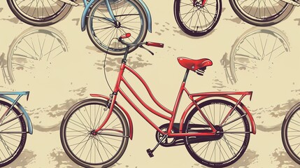 Fototapeta premium bicycle pattern wallpaper