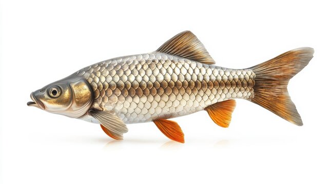 recommend clip art: Silver carp clipart, element, 3D illustration, realistic, isolated on white background