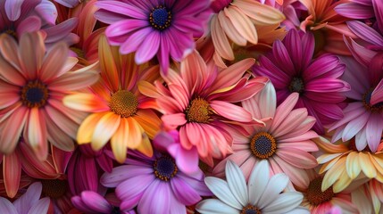Colorful daisy petals gathered in a pile