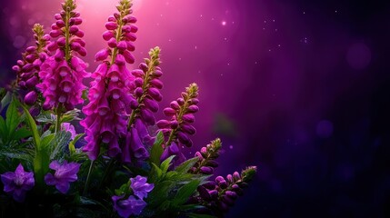 Obraz premium Purple Foxglove Flowers in a Magical Forest Setting