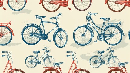 Naklejka premium bicycle pattern seamless wallpaper