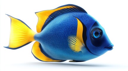 Blue tang clipart, element, 3D illustration, realistic, isolated on white background