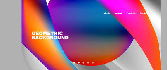 Bright multicolored geometric abstract shapes. Minimal trendy simplicity concept. Modern overlapping forms