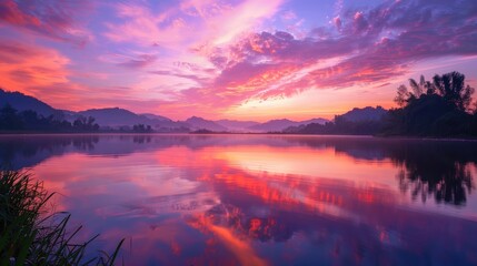 Colorful morning sunrise in the sky