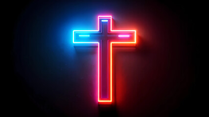 Obraz premium Night cross neon sign