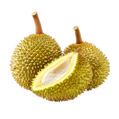 Obraz premium Experience the exotic allure of a fresh, beautifully textured durian on a pristine white backdrop