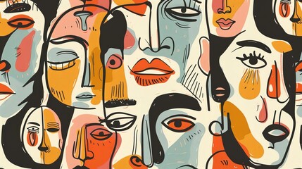 seamless face pattern wallpaper