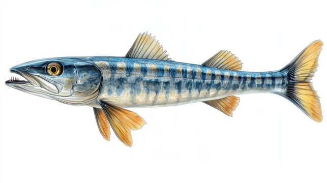 recommend clip art: Barracuda clipart, element, 3D illustration, realistic, isolated on white background