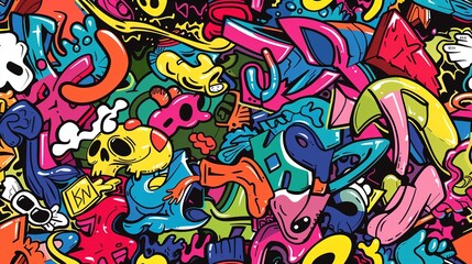 Graffiti pattern wallpaper